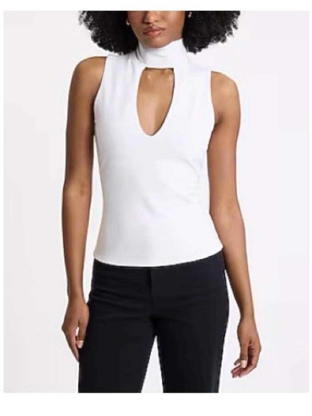 Express White Body Contour Mock Neck Cutout Tank